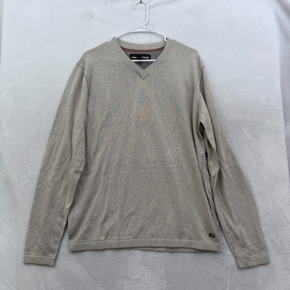Reyn Spooner Sweatshirt Mens XL Cream V Neck Pullover Knit Stretch Lightweight